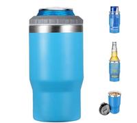 Gteller Isolateur de canette/bouteille 4 en 1 en acier inoxydable, couvercle bidirectionnel de 397,9 g, refroidisseur de canettes, support de bouteille de bière (Azure)