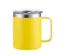 Gteller Tasse à café de 12oz avec poignée, gobelet isotherme à double paroi en acier inoxydable gardant chaud et froid (jaune, 355 ml)