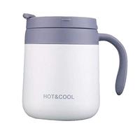 Gteller Tasse à café en acier inoxydable de 355 ml, tasse isotherme à double paroi avec couvercle et poignée pour garder les boissons chaudes et froides (blanc 12oz)