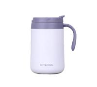 Gteller Tasse à café en acier inoxydable de 500 ml, double paroi isotherme avec couvercle et poignée pour garder les boissons chaudes et froides (blanc, 500 ml)