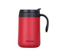 Gteller Tasse à café en acier inoxydable de 500 ml - Isolation sous vide à double paroi avec couvercle et poignée pour garder les boissons chaudes et froides (rouge, 500 ml)