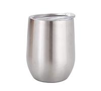 Gteller Verre à vin sans Pied avec Couvercle, Double paroi isolé Idéal pour Le vin, Le café, Les Boissons, Le Champagne, Les Cocktails (Acier inoxydable)