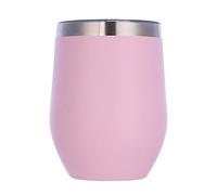 Gteller Verre à vin sans Pied avec Couvercle, Double paroi isolé Idéal pour Le vin, Le café, Les Boissons, Le Champagne, Les Cocktails (Rose)