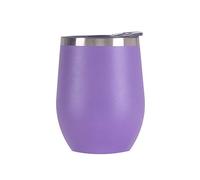 Gteller Verre à vin sans pied avec couvercle, double paroi isolé Idéal pour le vin, le café, les boissons, le champagne, les cocktails (Violet)