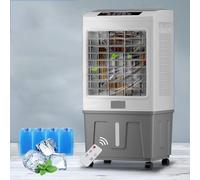 GTHTUHFD Rafraîchisseur d'air évaporatif portable avec réservoir d'eau spacieux, efficace du point de vue énergétique et silencieux, idéal pour la maison et le bureau, gris + blanc, télécommande