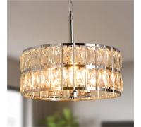 GTHTUHFD Suspension LED Moderne en Cristal K9, Lustre Nordique, Lampe Suspendue pour Chambre, Lampe Rétro Luxueuse pour Cuisine Et Salle À Manger, Plafonnier Décoratif,Silvery-Warm Light