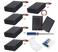 GTIWUNG 6Pcs 3 AA 4.5V Support de Batterie Coque Plastique Batterie Boîte de Rangement avec Interrupteur on/Off(3 Solts), 2Pcs Boîte à Piles en Plastique, Boîte à Piles pour AA et AAA