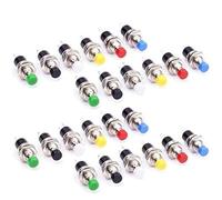 GTIWUNG Lot de 24 Mini Bouton Momentanés Poussoir Normal Ouvert(NO), 7mm Rond Boutons Poussoirs SPST ON/OFF 2 Broches 1A 250V AC, pour Modèle Ferroviaire Hobby
