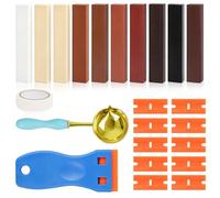 GTNCE Kit de réparation en hêtre, 23 pièces, 10 couleurs, kit de réparation de parquet, cire dure, plan de travail, kit de réparation de carrelage, kit de réparation pour trous, rayures et fissures