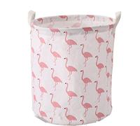 GTOULHH Panier de Rangement Panier à Linge Sale en Lin de Coton Pliable Lavable Rond étanche Organisateur Seau Laundry Basket(H)