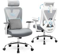 GTPLAYER Chaise de Bureau Ergonomique avec appuie-tête réglable, accoudoirs, Soutien Lombaire, Chaise de Bureau et Chaise de Jeu, Fonction basculante, Fauteuil de Bureau en Maille, (Blanc)