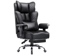 GTPLAYER Chaise de Bureau Ergonomique avec Repose-Pieds Fauteuil de Bureau en Similicuir PU 200KG, Chaise Ordinateur Réglable à Dossier Haut, Siège Pivotant avec Coussin Lombaire