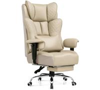 GTPLAYER Chaise de Bureau Ergonomique avec Repose-Pieds Fauteuil de Bureau en Similicuir PU 200KG, Chaise Ordinateur Réglable à Dossier Haut, Siège Pivotant avec Coussin Lombaire