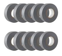 GTSE - Ruban Isolant Électrique PVC 19 mm x 20 m Gris Lot de 10 rouleaux | Résistant et autocollant - pour isoler, réparer et protéger les fils électriques - usage électricien et bricolage