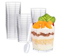 Gttyowyin Lot de 50 tasses à dessert, 5 oz / 160 ml gobelets à dessert transparents coupelles à dessert réutilisables tasses à dessert carrées tasses trapézoïdes pour la maison desserts pudding mousse