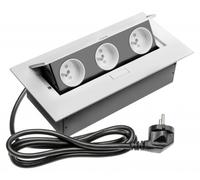 GTV AE-PBC3GU-10 : Multiprises de bureau, 3 prises, câble d'alimentation, blanc
