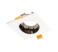 GTV ARIES Spot encastrable carré blanc/chrome noir - Spot de plafond moderne en polycarbonate, compatible avec LED jusqu'à 20 W, design élégant IP20, idéal pour salon, cuisine, bureau ou restaurant