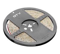 GTV Bande LED Flash 2835MW - 5 m - 600 LED - 120/m - Intensité variable - Étanche IP65-7,3 W/m - 12 V CC - 8 mm de large - Divisible tous les 5 cm - Blanc neutre - 4000 K
