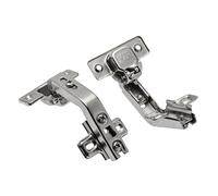 GTV Charnière d'angle KT 135, pour porte de meuble d'angle pliante, sans ressort, réglage 3D, plaque de montage Slide-On H2 avec vis euro, finition nickelée, ZP-KT135H2ZE