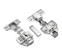 GTV Charnière hydraulique à fermeture amortie CNHC, réglage 3D excentrique, montage facile par clip-on, durabilité 80 000 cycles, pour porte de meuble en applique, acier nickelé