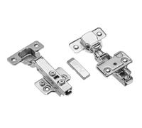 GTV Charnière hydraulique à fermeture amortie SOLID PLUS, réglage 3D, montage clip-on, pour porte en applique, diamètre boîtier 35mm, acier nickelé pour meuble de cuisine
