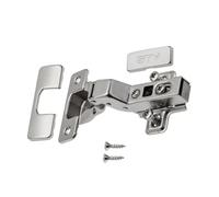 GTV Charnière hydraulique ECHC à fermeture amortie, réglage 3D, montage Clip-on, pour porte encastrée, diamètre boîtier 35mm, pour meuble de cuisine, acier nickelé