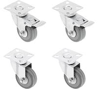 GTV KM-GREYROLL-75MM-SET Lot de 4 roulettes pivotantes pour meuble Ø75mm Gris 2 roulettes avec frein et 2 roulettes sans frein