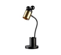 GTV Lampe de bureau MOUSE - max. 250 V, 50/60 Hz, 1 ampoule E27, max. 25 W, diamètre : 8 cm, IP20, noir/doré - Lampe de bureau pour enfants