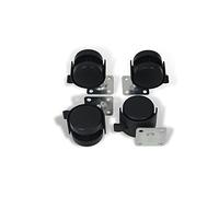 GTV Lot de 4 roulettes pivotantes en plastique avec frein, 40 mm, charge de charge de 18 kg, montage sur plaque, 4 roulettes de direction en plastique avec frein