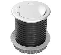 GTV - Mini prise encastrable pour meuble - 60 mm - Avec prise Schuko - Port de charge USB-C 3 A - Multiprise encastrable pour bureau, cuisine, établi - Compacte, argentée