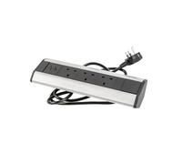 GTV Multiprise d'angle - 3 Prises UK + 2 Ports USB (5 V/2,1 A) - Encastrement de Meubles - 3600 W - Câble de 1,5 m - Argent - sans Logo - pour Bureau, Cuisine, Atelier