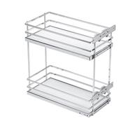 GTV - Organiseur de cuisine Movixpro | Équipement cargo | Système d'étagères extensibles | Largeur extérieure 300 mm | 2 étagères | Sans rails | Chromé, blanc mat
