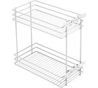 GTV Panier Coulissant de Cuisine MOVIX pour Meuble Bas 250 mm, Rangement à 2 Niveaux, Charge 15 kg, Organisateur d'Épices et Bouteilles, Montage Latéral, Acier Laqué Blanc