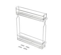 GTV Panier Coulissant pour Meuble de Cuisine 200 mm, Colonne 2 Niveaux H 530 mm, Acier Galvanisé, Montage Latéral, Vendu sans Glissières, Rangement Épices et Bouteilles