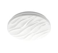 GTV Plafonnier LED DELION, 32W 2560lm, 4000K Lumière Blanche Neutre, IP44, Design Vague Moderne, Luminaire de Plafond Rond Ø375mm pour Salon et Chambre, Blanc