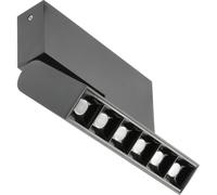 GTV Plafonnier LED Orientable SIERRA, Rampe 6 Spots Design Moderne, 16W 1620lm, 4000K Lumière Neutre, Luminaire en Aluminium Noir Mat pour Salon, Bureau ou Cuisine