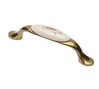 GTV Poignée de meuble 728P BA 96 mm Zamak et porcelaine Finition laiton vieilli Motif country
