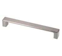 GTV Poignée de Meuble Rectangulaire MODENA, Design Géométrique Moderne, Matériau ZnAl, Entraxe 160 mm, Longueur 172 mm, Finition Acier Brossé pour Cuisine et Placard