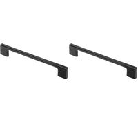 GTV Poignée de Meuble Rectangulaire UZ-819, Entraxe 192 mm, Longueur 225 mm, en Alliage de Zinc-Aluminium (ZnAl), Vis Incluses, pour Cuisine et Tiroir, Finition Noire (Lot de 2)