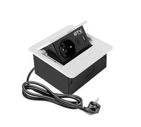 GTV - Prise de meuble AVARO, 1 prise française, USB C, longueur du câble 1,5 m, couleur blanche, pour bureau, plateau de table, cuisine et bureau | Dimensions compactes