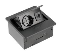 Prise encastrable 1 prise et USB C avec câble noir GTV AVARO