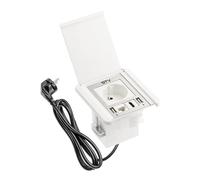 GTV - Prise de meuble FLIP, prise encastrée, 1 prise Schuko, 2 ports USB A, 1 x RJ45, 1 x HDMI, longueur du câble 1,5 m, couleur blanche, pour bureau, plateau de table, cuisine et bureau