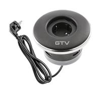GTV - Prise de meuble SHUTTER, prise encastrable, 1 prise Schuko, avec fermeture pratique, longueur du câble 1,5 m, couleur noire, pour bureau, plateau de table, cuisine et bureau