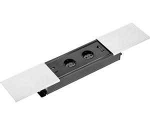 GTV - Prise multiple pour meuble PRESTINO, prises multiples, 2 prises Schuko, 1 port USB A, 1 port USB C, 1 port RJ45, 1 port HDMI, longueur de câble 1,5 m, couleur blanche, pour bureaux, plateaux de