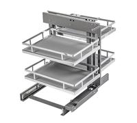 GTV Rangement d'angle de Cuisine MOVIX Pro, Système Extractible Magic Corner 4 Paniers, Fermeture Amortie, Charge 24 kg, pour Caisson 900mm, Finition Chrome et Anthracite