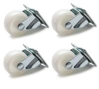 GTV Roulette Pivotante pour Meuble KM 15, Rotation 360, Charge 16 kg, Diamètre 38 mm, Hauteur 50 mm, Fixation par Platine, en Acier et Plastique, Couleur Blanche
