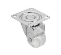 GTV Roulette Pivotante pour Meuble KMA 35, Roue Transparente Ø35mm, Hauteur 51mm, Capacité de Charge 25kg, Rotation 360, Montage sur Platine en Acier, Sans Frein