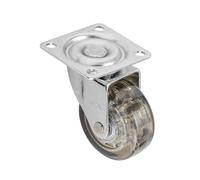 GTV Roulette Pivotante pour Meuble KMA 50, Rotation à 360 Degrés, Sans Frein, Diamètre 50 mm, Capacité de Charge 35 kg, Platine de Montage en Acier, Roue Marron