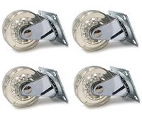 GTV Roulette pivotante pour meuble KMA 50, roue transparente Ø 50 mm, capacité de charge 35 kg, rotation 360, hauteur 65 mm, montage sur platine, sans frein, transparente