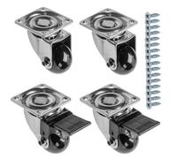 GTV - Roulettes pour meubles BRAZIL Roulettes pivotantes 4 pièces Set de roulettes pour meubles : 2x roulettes avec frein 2x sans frein, en acier et caoutchouc, +16 vis coniques 4x16, diamètre : 35mm,